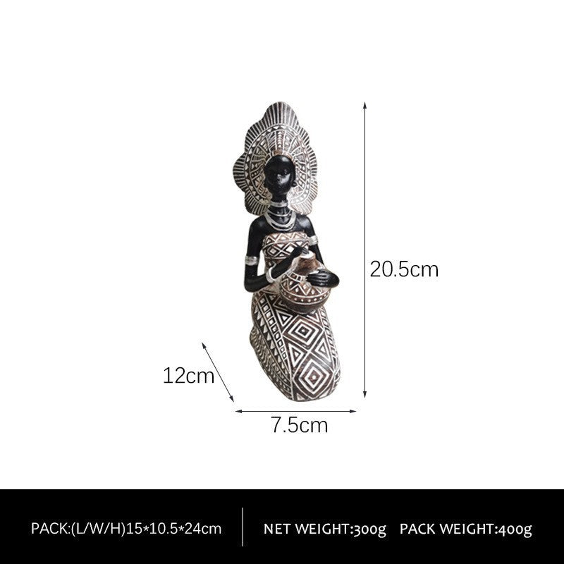 Black Woman Figurine Decorative Resin Craft